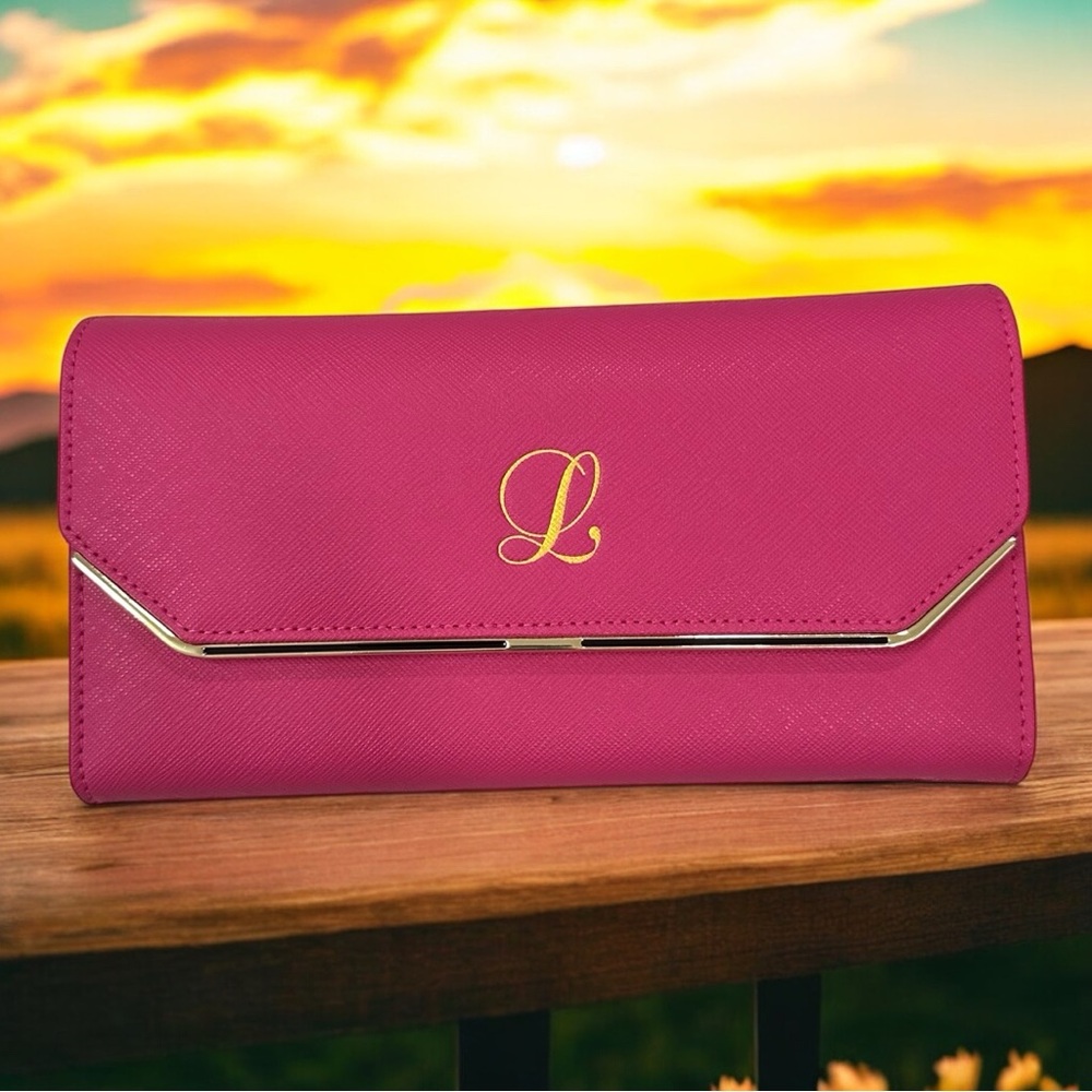 Women Wallet Genuine Leather Large Capacity with GPS and RFID Blocking (ROSE RED